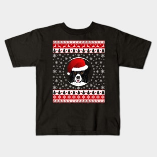 Cute Christmas Border Collie Kids T-Shirt